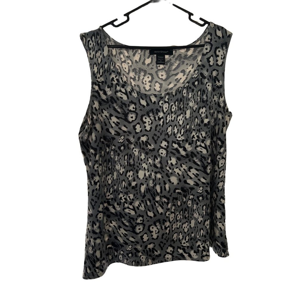 Ashley Stewart 26 Gray Leopard Print Tank Top Blouse